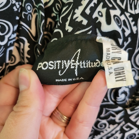 Vintage 90s Positive Attitude Black White Tank Dress - Picture 5 of 6